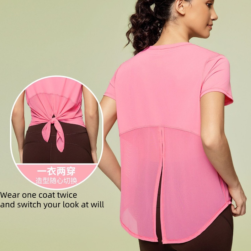 Summer new sports yoga tops smock light breathable fashion casual round neck short-sleeved T-shirt female